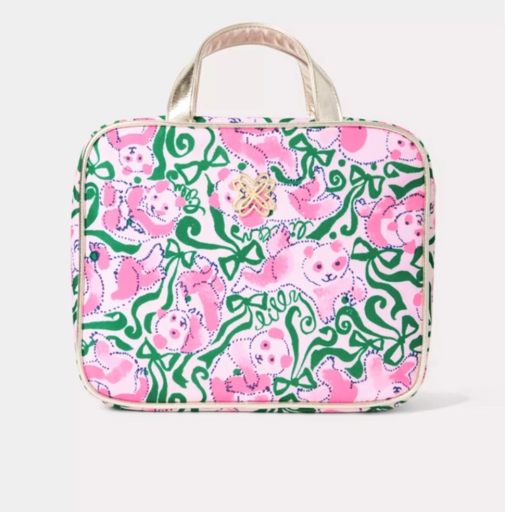 NWT Lilly Pulitzer Constance Cosmetic Case. Color: Pink Quartz Panda N Bows.